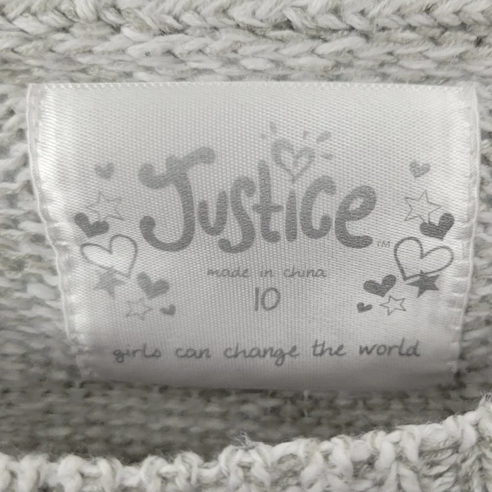 Justice Gray Pink Hope Rhinestone Graphic Crew Neck Sweater 10